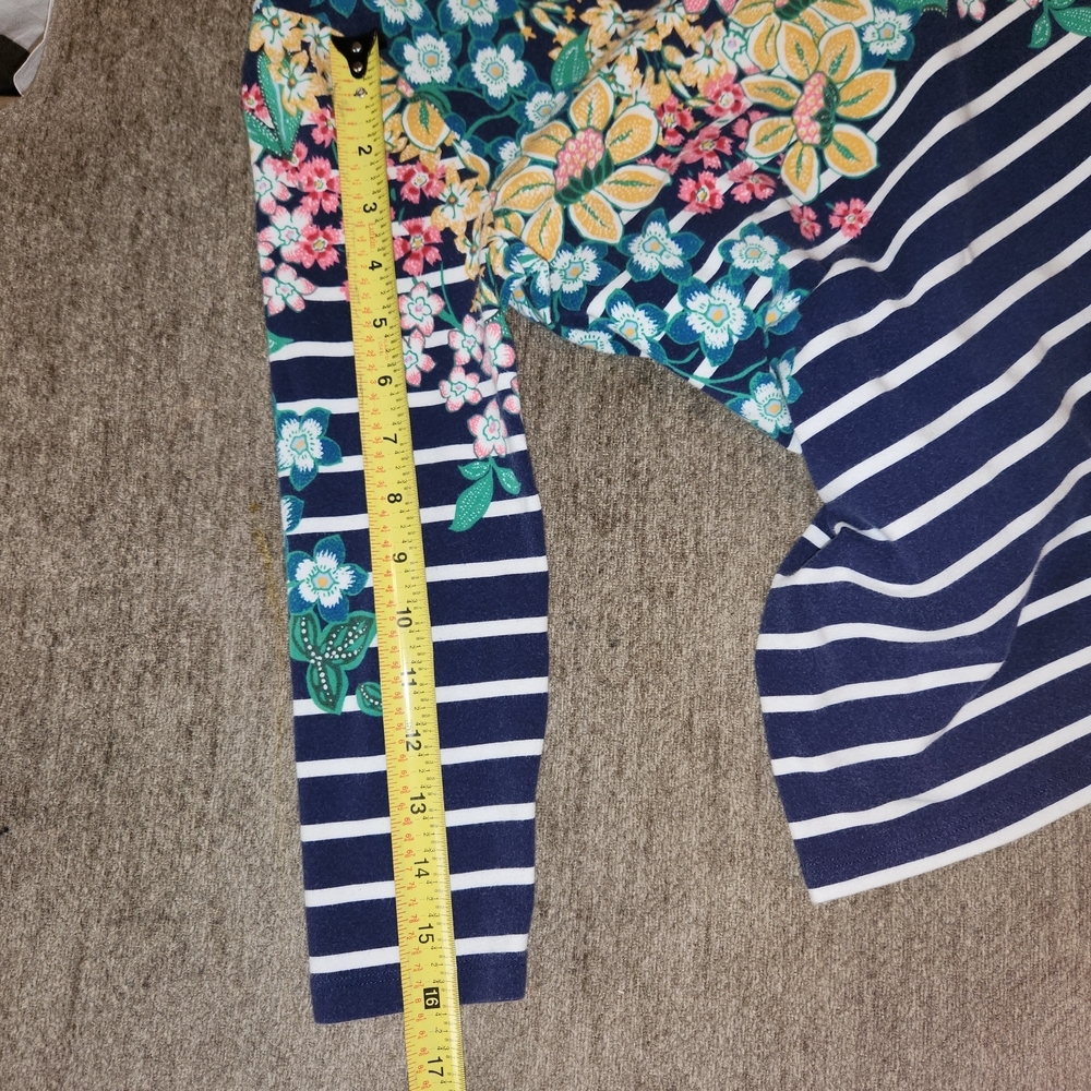 Talbots Navy Floral Stripe Blouse - Picture 5 of 7